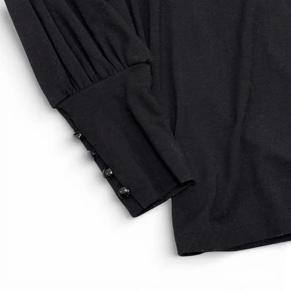 Pink Clover Black Jersey Knit Blouse Size S | Puff Sleeve Top - Picture 1 of 7